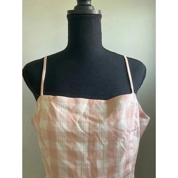 BP WOMENS SIZE L PINK WHITE SLEEVELESS ZIP BACK MIDI SUNDRESS - Picture 2 of 7